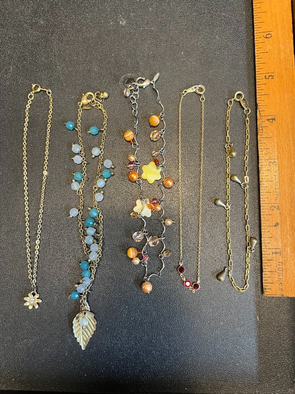 Lot of 5 Avon Anklets, Vintage & Contemporary, Gold & Silvertone